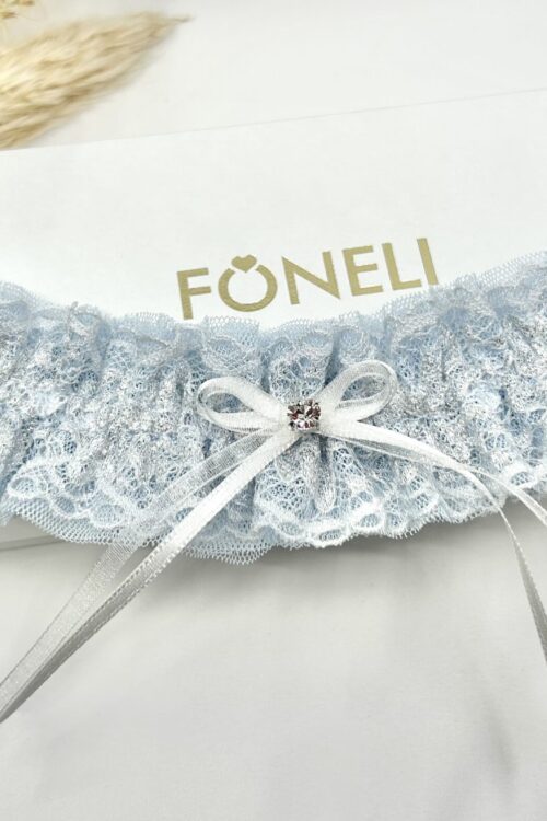 „Amélie“ Tulle wedding garter with lace and crystal PRECIOSA
